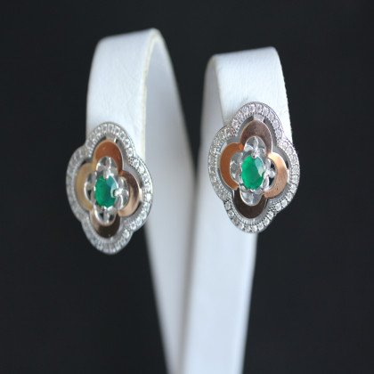 Сережки 408 агат зелений Rh Timofeev