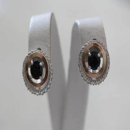 Сережки 409 авантюрин синій Rh Timofeev