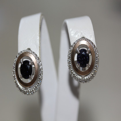 Сережки 409 авантюрин синій Rh Timofeev 2