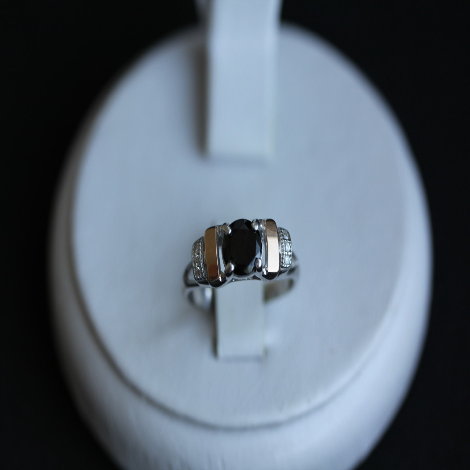 Перстень 411 цирконій чорний Rh Timofeev