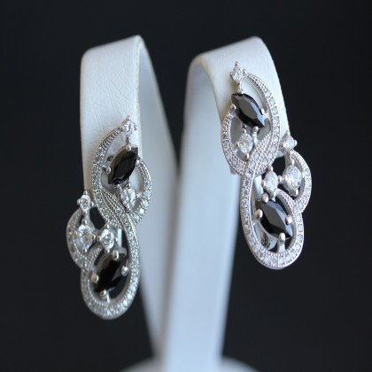 Сережки 417 цирконій чорний Rh Timofeev