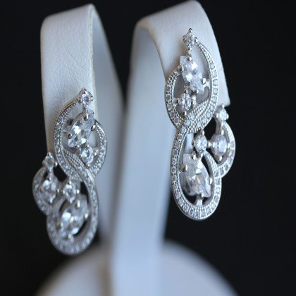 Сережки 417 цирконій білий Rh Timofeev