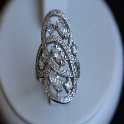 Перстень 417 цирконій білий Rh Timofeev