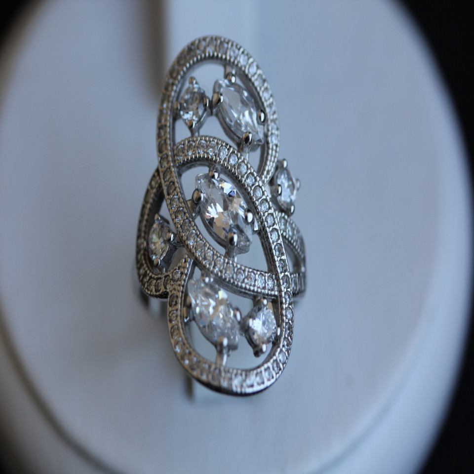 Перстень 417 цирконій білий Rh Timofeev