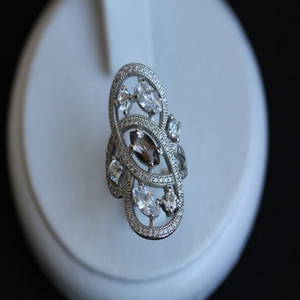 Перстень 417 раухтопаз/цирконій білий Rh Timofeev