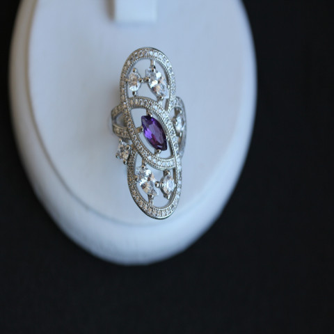 Перстень 417 аметист/цирконій білий Rh Timofeev