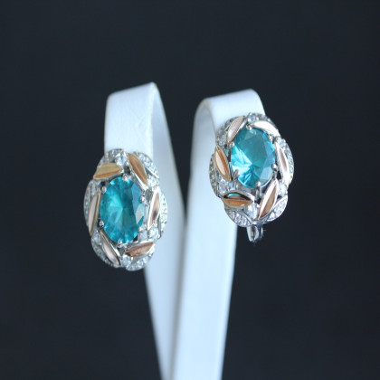 Сережки 419 кварц зелений Rh Timofeev