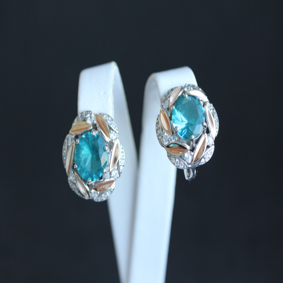 Сережки 419 кварц зелений Rh Timofeev