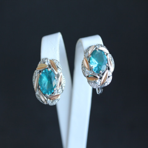 Сережки 419 кварц зелений Rh Timofeev