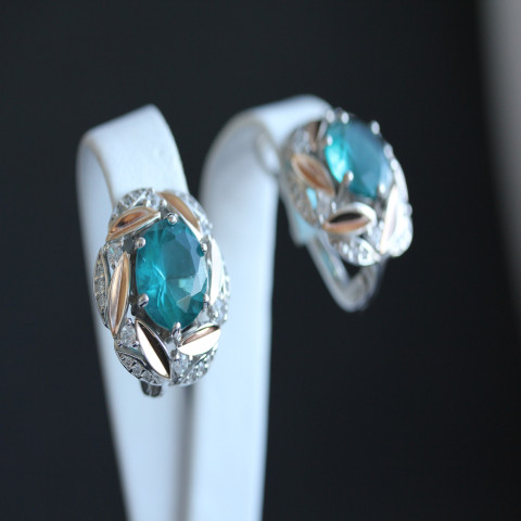 Сережки 419 кварц зелений Rh Timofeev