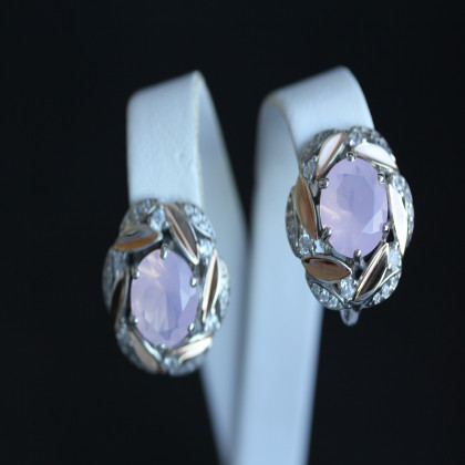 Сережки 419 кварц рожевий Rh Timofeev