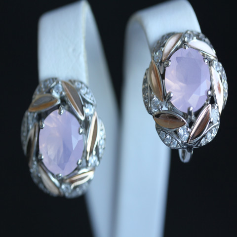 Сережки 419 кварц рожевий Rh Timofeev