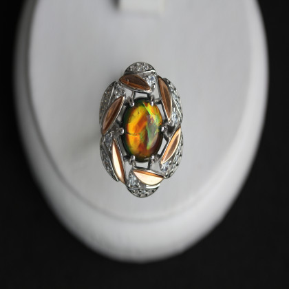 Перстень 425 опал чорний імітація Rh Timofeev