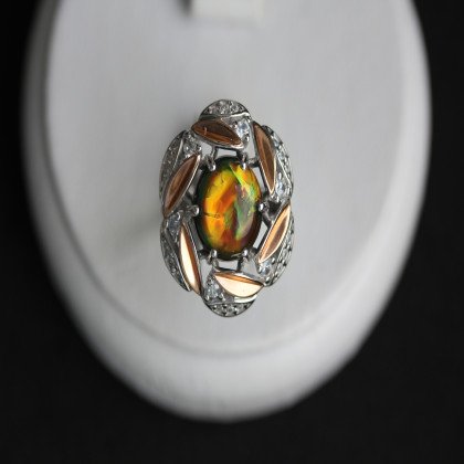 Перстень 425 опал чорний імітація Rh Timofeev