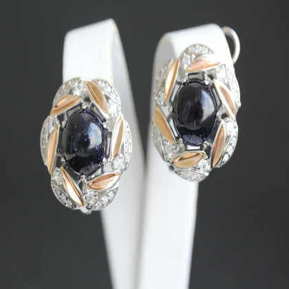 Сережки 425 авантюрин синій Rh Timofeev