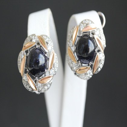 Сережки 425 авантюрин синій Rh Timofeev