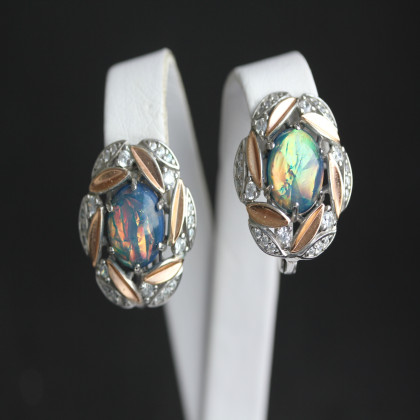 Сережки 425 опал імітація синій Rh Timofeev