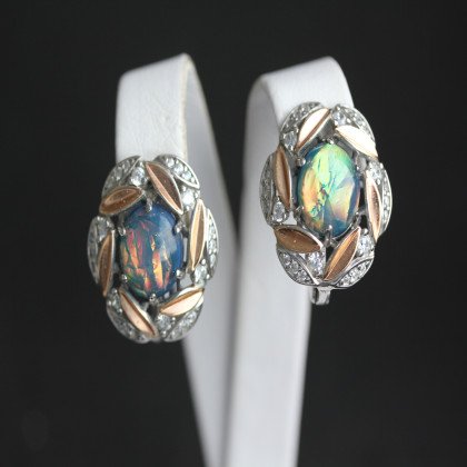 Сережки 425 опал імітація синій Rh Timofeev