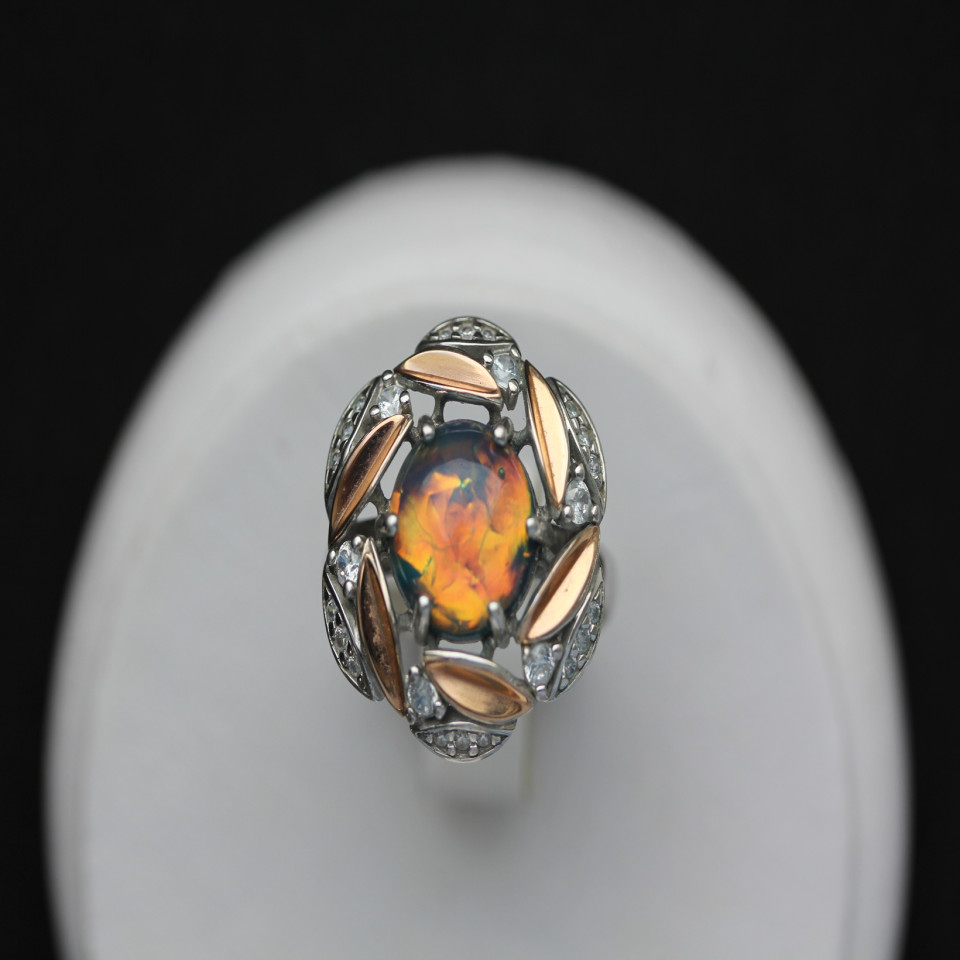 Перстень 425 опал синій імітація Rh Timofeev