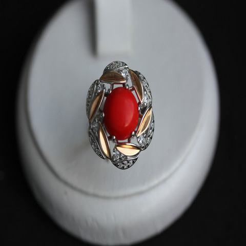 Перстень 425 корал імітація Rh Timofeev