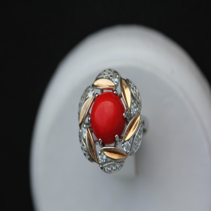 Перстень 425 корал імітація Rh Timofeev 2