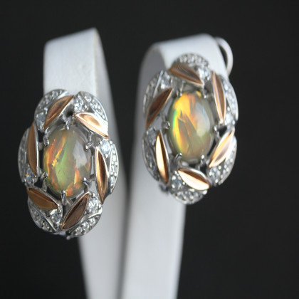 Сережки 425 опал імітація сірий Rh Timofeev