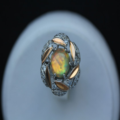 Перстень 425 опал сірий імітація Rh Timofeev