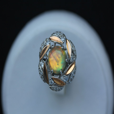 Перстень 425 опал сірий імітація Rh Timofeev