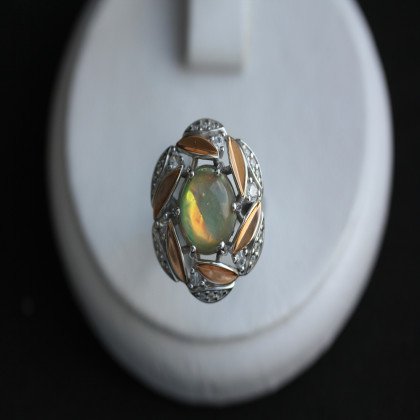 Перстень 425 опал сірий імітація Rh Timofeev 2