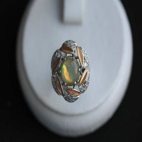 Перстень 425 опал сірий імітація Rh Timofeev