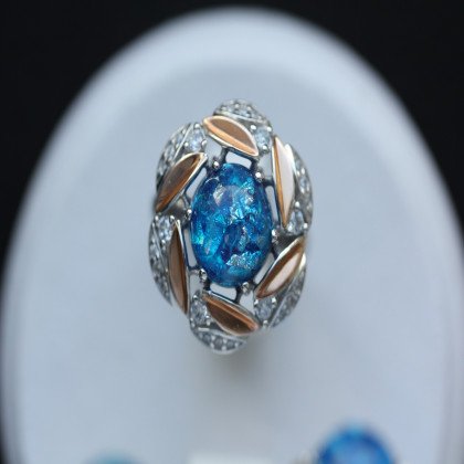 Перстень 425 опал імітація чешський Rh Timofeev 2