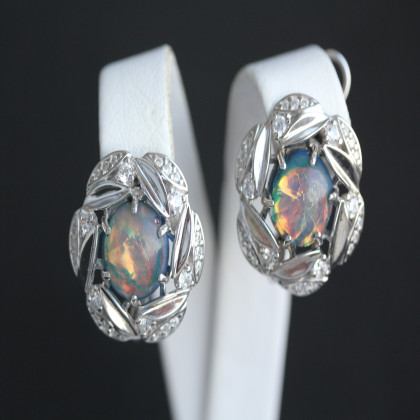 Сережки 425(2) опал імітація синій Rh Timofeev