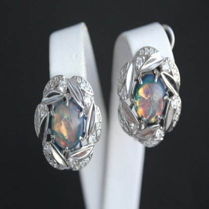 Сережки 425(2) опал імітація синій Rh Timofeev