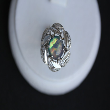 Перстень 425(2) опал синій імітація Rh Timofeev