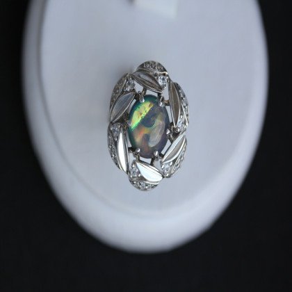 Перстень 425(2) опал синій імітація Rh Timofeev