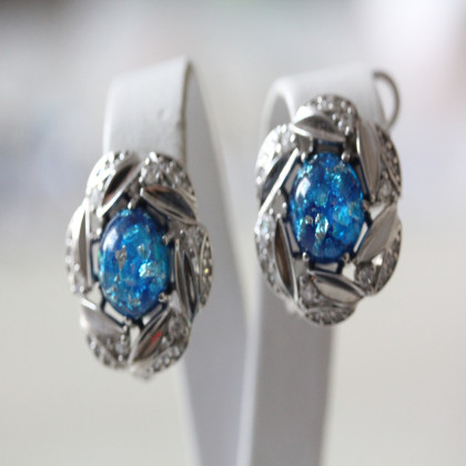 Сережки 425(2) опал імітація чешський Rh Timofeev