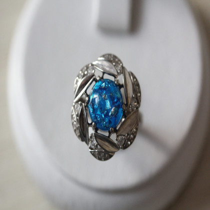 Перстень 425(2) опал чешський імітація Rh Timofeev