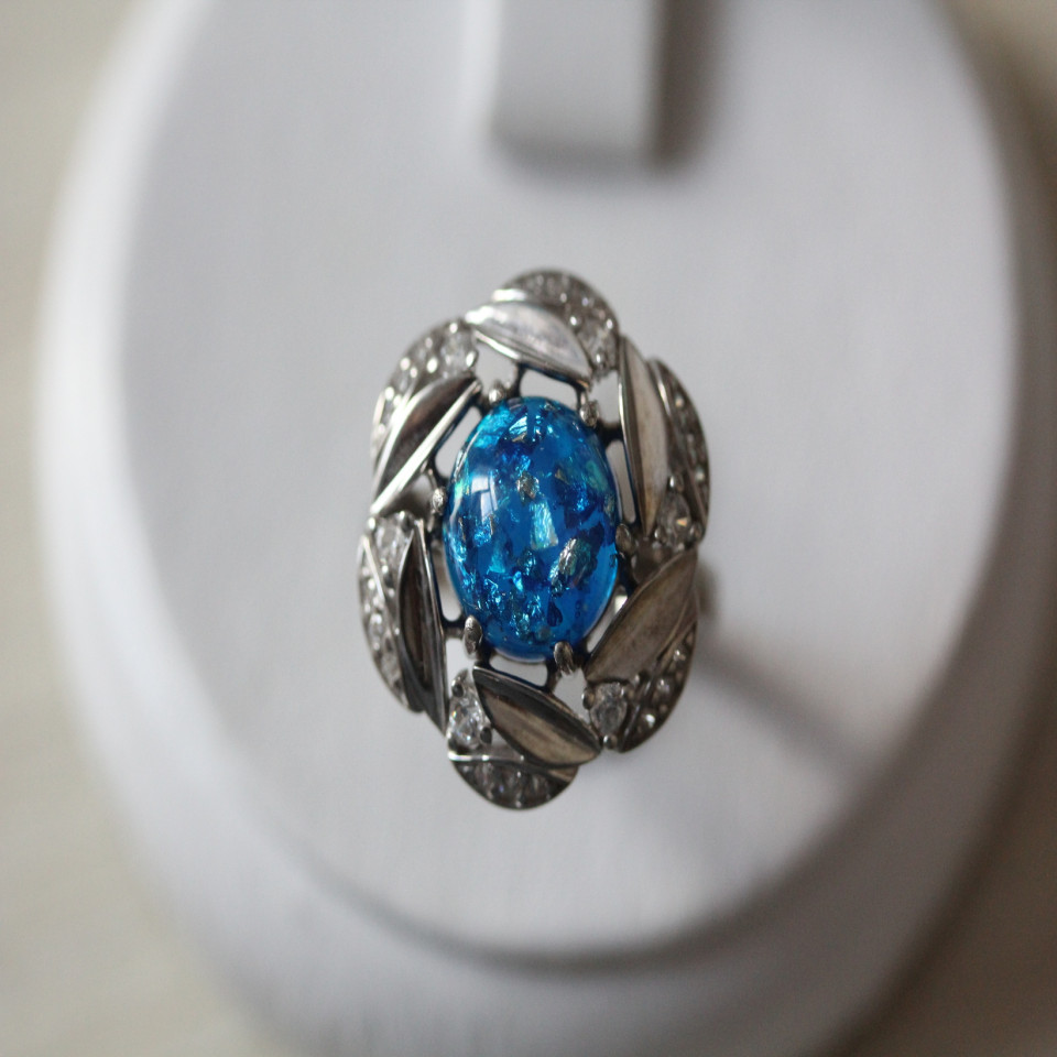 Перстень 425(2) опал чешський імітація Rh Timofeev