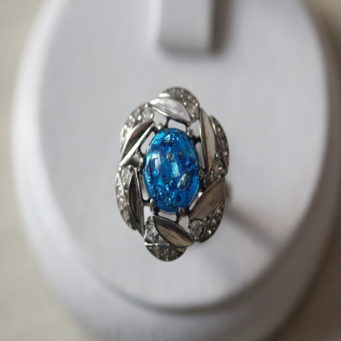 Перстень 425(2) опал чешський імітація Rh Timofeev