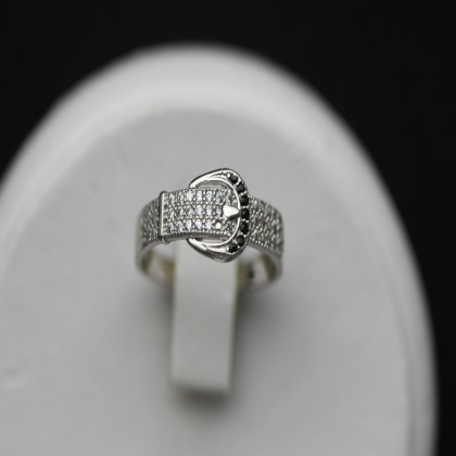 Перстень 442 цирконій білий/цирконій чорний Rh Timofeev