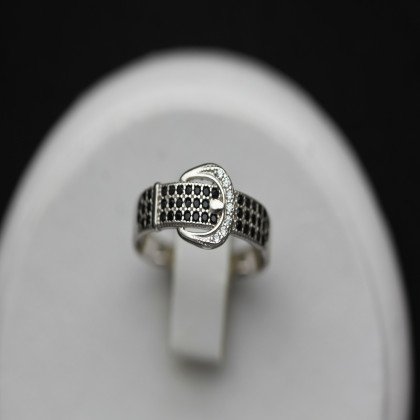 Перстень 442 цирконій чорний/цирконій білий Rh Timofeev