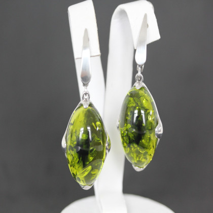 Сережки 449 янтарь імітація зелений Rh Timofeev