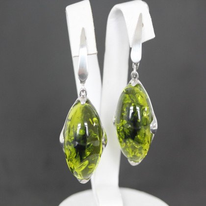 Сережки 449 янтарь імітація зелений Rh Timofeev