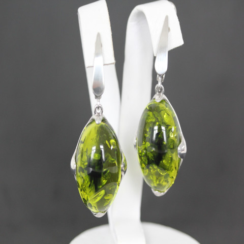 Сережки 449 янтарь імітація зелений Rh Timofeev