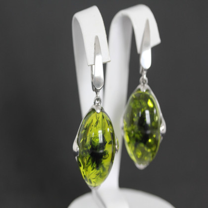 Сережки 449 янтарь імітація зелений Rh Timofeev 2