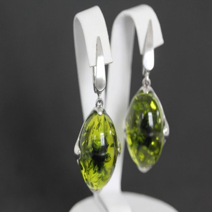 Сережки 449 янтарь імітація зелений Rh Timofeev 2