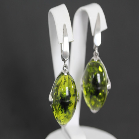 Сережки 449 янтарь імітація зелений Rh Timofeev