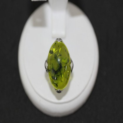 Перстень 449 янтарь зелений імітація Rh Timofeev