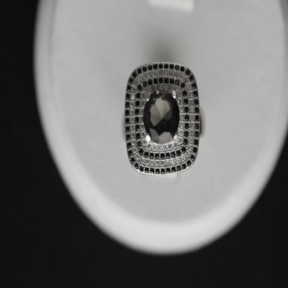 Перстень 450 альпініт димчатий/цирконій чорнийб. Rh Timofeev 2