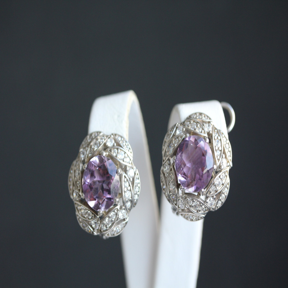 Сережки 454 аметист Rh Timofeev